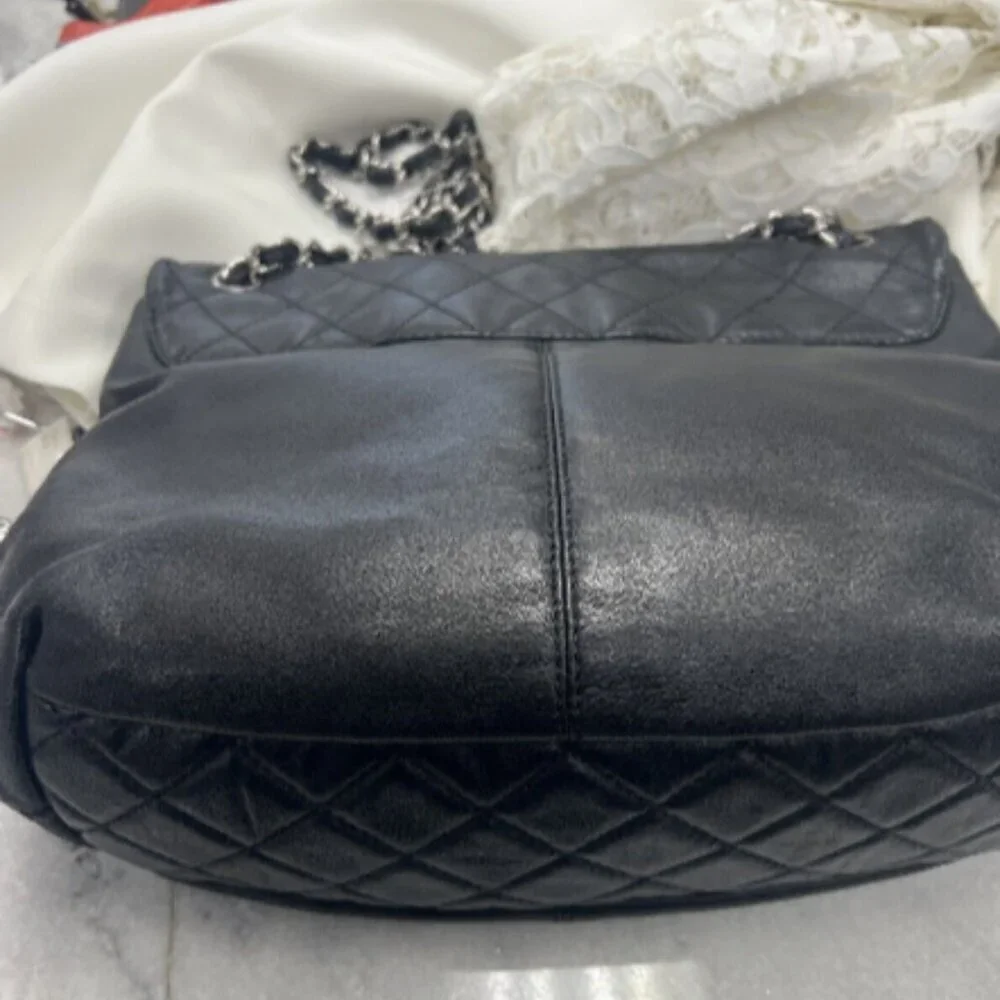 Chanel Lambskin Quilted Large Trianon Messenger Flap black